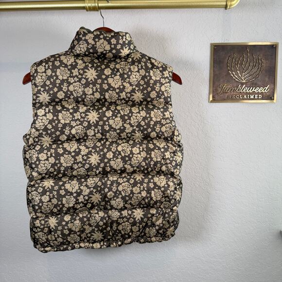 Women's Polo Jeans Co. Ralph Lauren Green Floral Zip Front Puffer Vest Size S - Picture 7 of 8